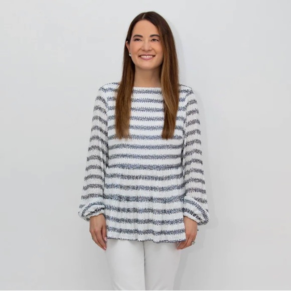 Sail to Sable Sequin Striped Blouse Size Large NWT